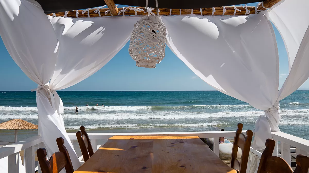 Blick auf den Strand von Georgioupolis